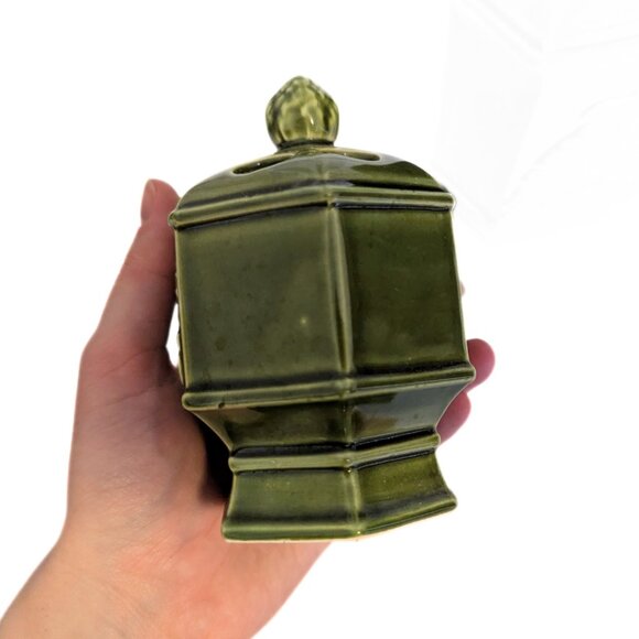 Vintage Green Japan Canister Counter Set of 2 Filigree Design Retro MCM - Picture 10 of 16